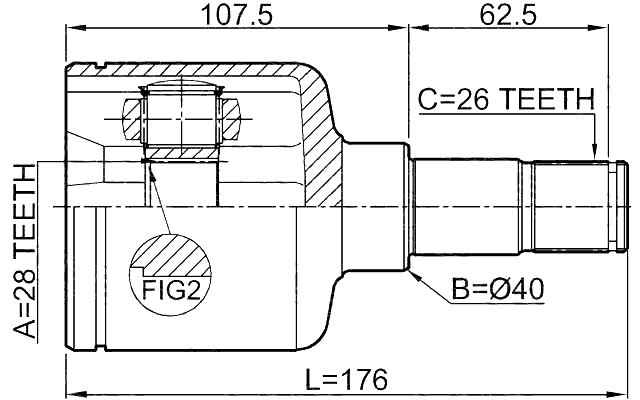 2111-CA220LH - INNER CV JOINT LEFT 28X40X26