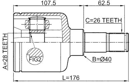 2111-CA220LH - INNER CV JOINT LEFT 28X40X26