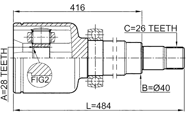 2111-CA220RH - INNER CV JOINT RIGHT 28X40X26