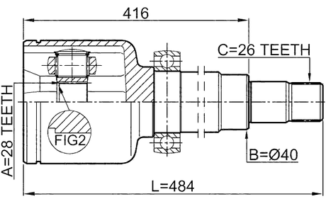 2111-CA220RH - INNER CV JOINT RIGHT 28X40X26