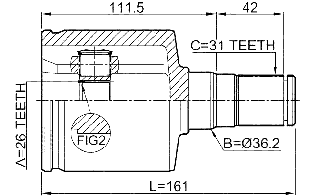 2111-CA223LH - INNER CV JOINT LEFT 26X36.2X31