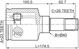 2111-CB320ATLH - INNER CV JOINT LEFT 23X40X26