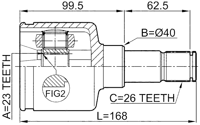 2111-CB420LH - INNER CV JOINT LEFT 23X40X26