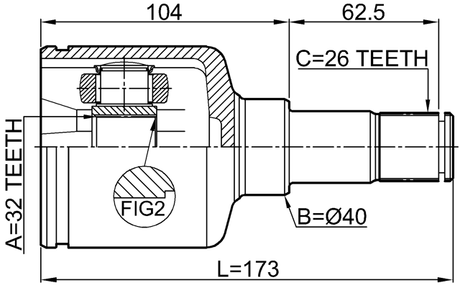 2111-CB4LH - INNER CV JOINT LEFT 32X40X26