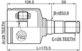 2111-CNGAMTLH - INNER CV JOINT LEFT 28x33.8x28
