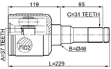 2111-EXPIILH - INNER CV JOINT LEFT 37X46X31