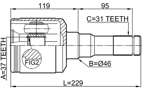 2111-EXPIILH - INNER CV JOINT LEFT 37X46X31