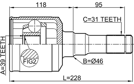 2111-F150LH - INNER CV JOINT LEFT 39X46X31