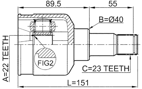 2111-FUS - INNER CV JOINT 22X40X23
