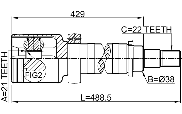 2111-FUSATRH - INNER CV JOINT RIGHT 21X38X22