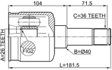 2111-FY36LH - INNER CV JOINT LEFT 26X40X36