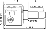 2111-FYLH - INNER CV JOINT LEFT 26X40X36