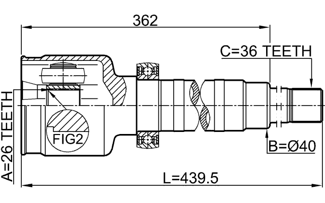 2111-FYRH - INNER CV JOINT RIGHT 26X40X36