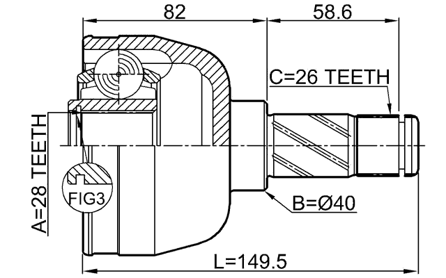 2111-GALLH - INNER CV JOINT LEFT 28X40X26
