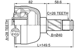 2111-GALLH - INNER CV JOINT LEFT 28X40X26