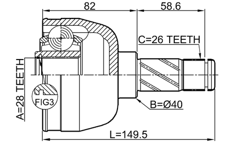 2111-GALLH - INNER CV JOINT LEFT 28X40X26