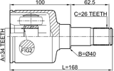 2111-GE30MTLH - INNER CV JOINT 34X40X26
