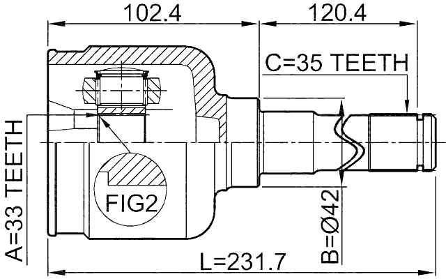 2111-GELH - INNER CV JOINT LEFT 33X42X35