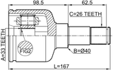 2111-GEMTLH - INNER CV JOINT LEFT 33X40X26