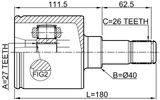 2111-KUGALH - INNER CV JOINT LEFT 27X40X26