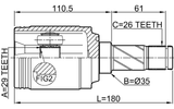 2111-KUGR - REAR INNER CV JOINT 29X35X26