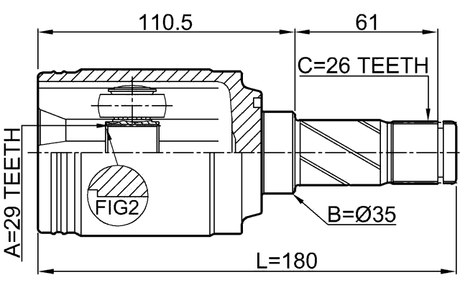 2111-KUGR - REAR INNER CV JOINT 29X35X26