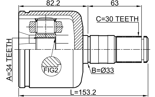 2111-MONLH - INNER CV JOINT LEFT 34X33X30