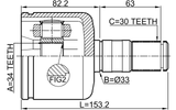 2111-MONLH - INNER CV JOINT LEFT 34X33X30