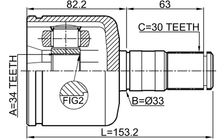 2111-MONLH - INNER CV JOINT LEFT 34X33X30