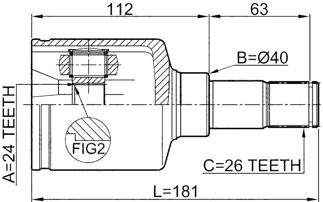 2111-TC7LH - INNER CV JOINT LEFT 24X40X26