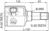 2111-TC7LH - INNER CV JOINT LEFT 24X40X26