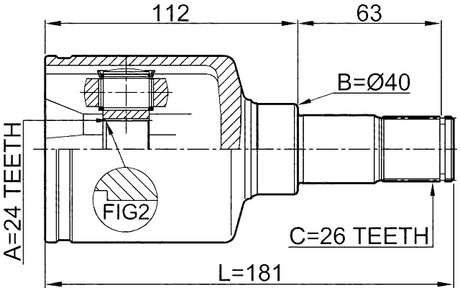 2111-TC7LH - INNER CV JOINT LEFT 24X40X26
