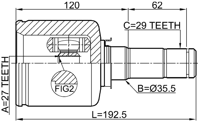 2111-TKE4WDLH - INNER CV JOINT LEFT 27X35.5X29