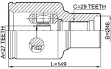 2111-TKE4WDRH - INNER CV JOINT RIGHT 27X47.8X29
