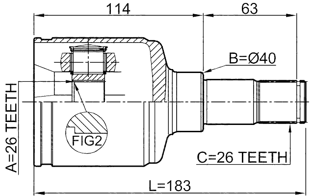 2111-TRCLH - INNER CV JOINT LEFT 26X40X26