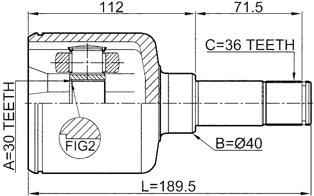 2111-TRDLH - INNER CV JOINT LEFT 30X40X36