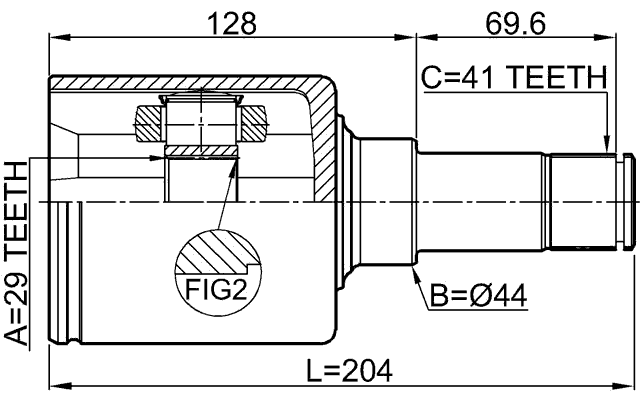 2111-TT9DLH - INNER CV JOINT LEFT 29X44X41