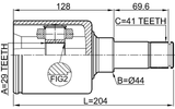 2111-TT9DLH - INNER CV JOINT LEFT 29X44X41