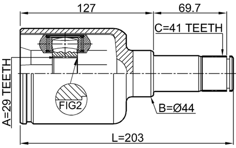 2111-TTFLH - INNER CV JOINT LEFT 29X44X41