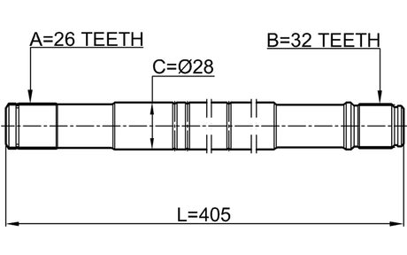 2112-CB4LH - AXLE HALF SHAFT LEFT 32X405X26