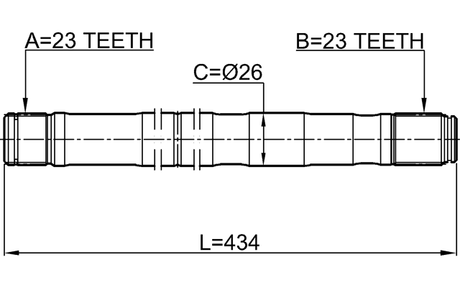2112-CMAXLH - AXLE HALF SHAFT LEFT 23X434X23