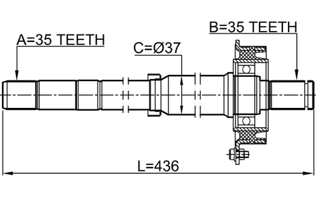 2112-ESC - AXLE HALF SHAFT RIGHT 35X437X35