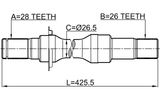 2112-FOCAU - AXLE HALF SHAFT RIGHT 26X425X28