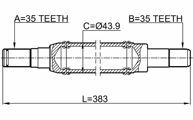 2112-MONRH - AXLE HALF SHAFT RIGHT 35X383X35
