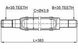 2112-MONRH - AXLE HALF SHAFT RIGHT 35X383X35