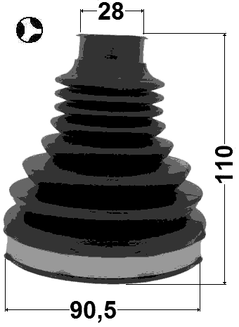 2115-TKE4WDT - BOOT INNER CV JOINT KIT 90.5X110X28