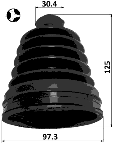 2115-TR9DT - BOOT INNER CV JOINT KIT 97.3X125X30.4