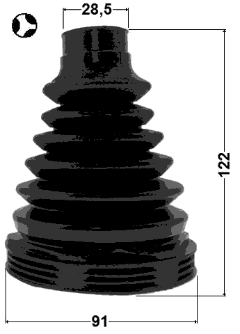 2115P-KUGT - BOOT INNER CV JOINT KIT PVC 91X122X28.5