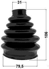 2117P-FOCII - BOOT OUTER CV JOINT KIT PVC 79.5X106X31