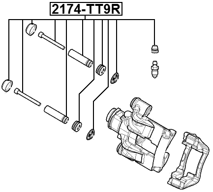 2174-TT9R - REAR BRAKE CALIPER REPAIR KIT (SET FOR ONE SIDE)